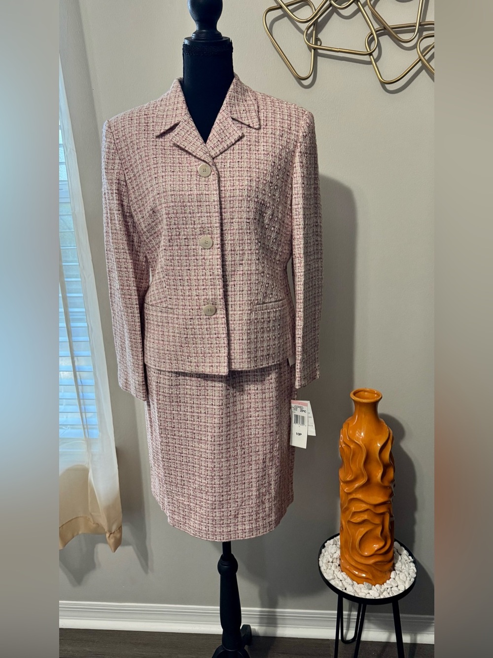 Jones New York Pink Tweed Blazer and Skirt Set